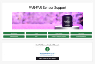 Product support information for PAR-FAR sensors.