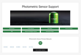 Product support information for photometric sensors.