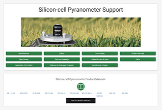 Product support information for silicon-cell pyranometers.