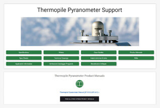 Product support information for thermopile pyranometers.